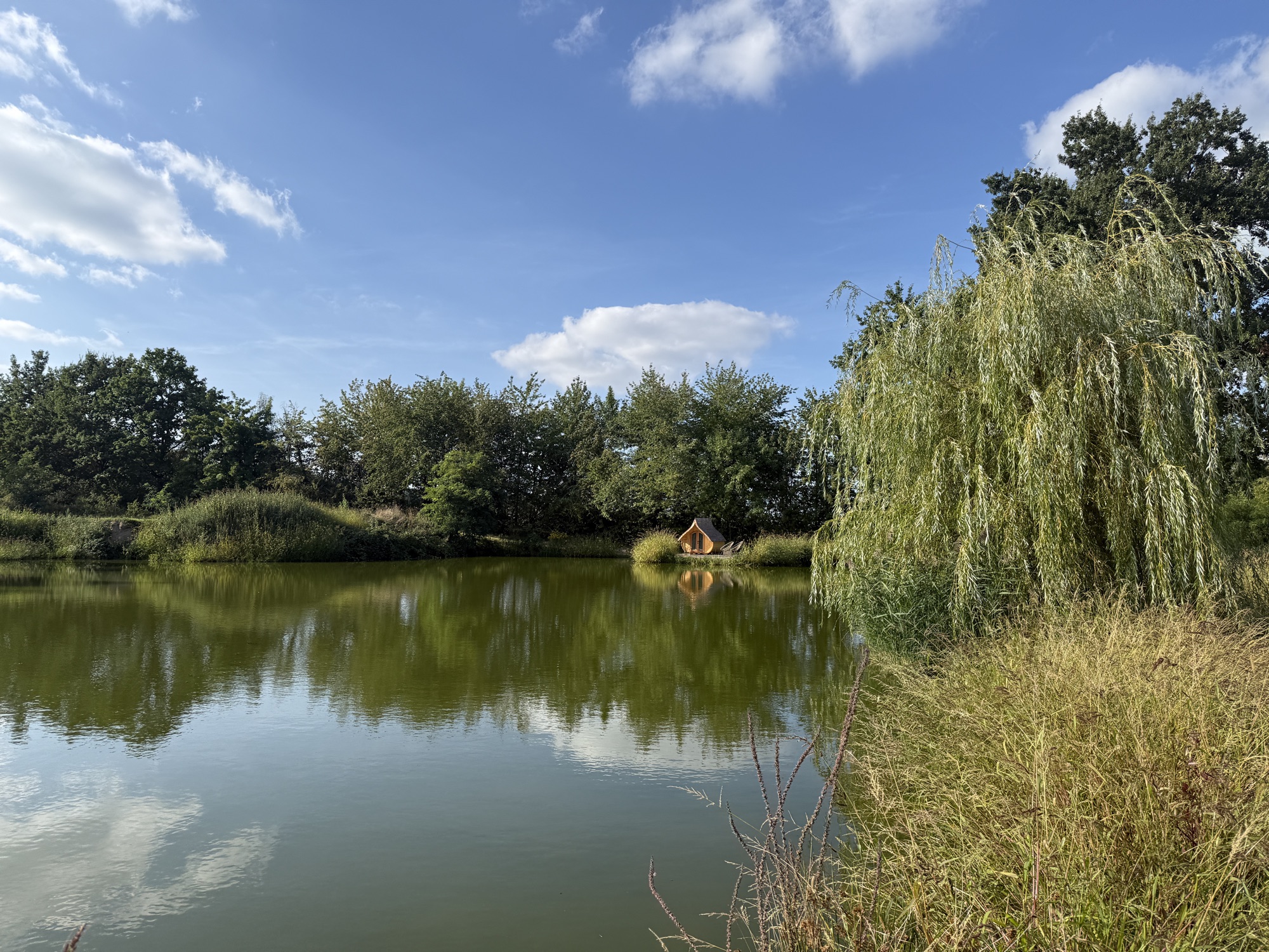 Das Teichhaus am anderen Ufer, viel Wasser davor