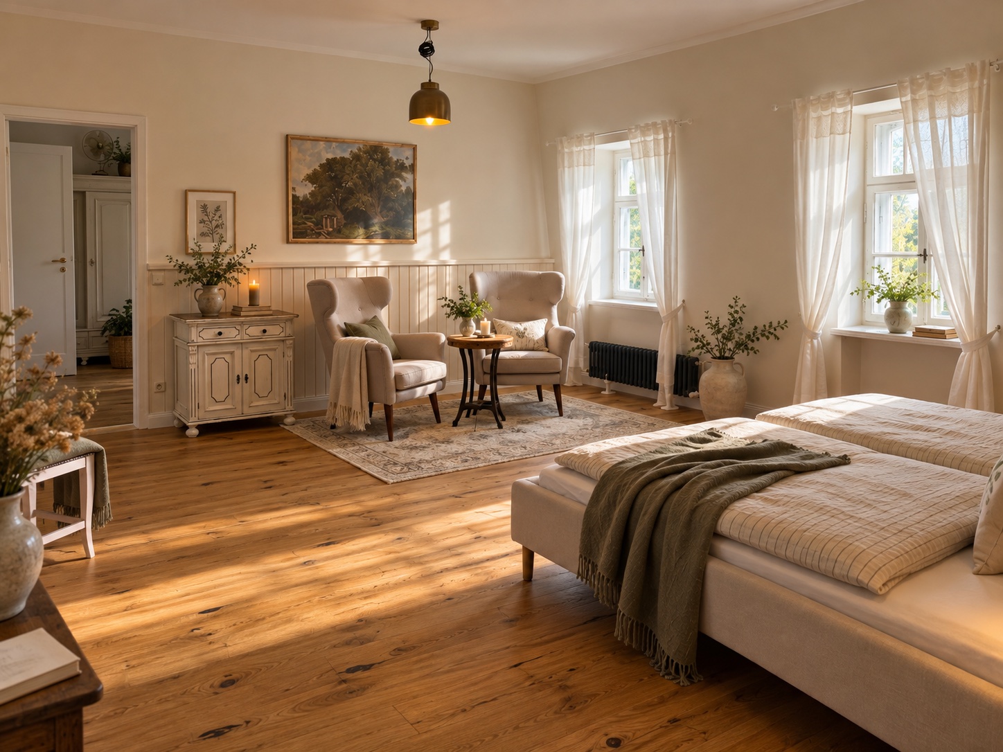 Gutszimmer Kastanie, Wohnbereich